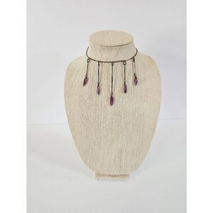 Vintage Sterling Silver Amethyst Fringe Choker Necklace